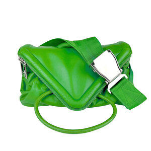 BOTTEGA Veneta body bag waist beak leather green silver